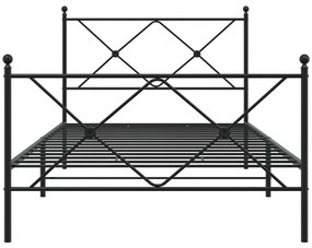 Estrutura de cama com cabeceira e pés 107x203 cm metal preto