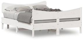 vidaXL Cama sem colchão 135x190 cm madeira de pinho maciça branco