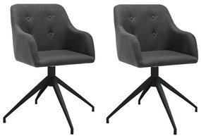 vidaXL Cadeiras de jantar giratórias 2 pcs tecido cinzento-escuro