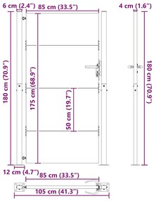 Portão de Jardim Preto 105 x 175 cm Aço com Revestimento em Pó