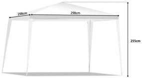 Tenda para exteriores de 3 x 3 m com cobertura, pernas, estacas e cordas para fixação na parte traseira. Jardim, praia. Branca.