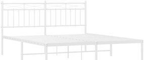 Estrutura de cama com cabeceira 150x200 cm metal branco