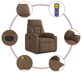 Poltrona de massagens reclinável tecido castanho