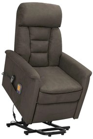 vidaXL Poltrona elevatória de massagens tecido microfibra cinza-escuro