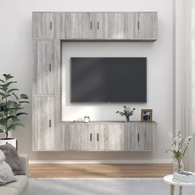 vidaXL Conjunto móveis de TV 7 pcs madeira processada sonoma cinza