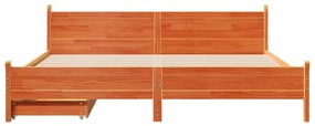 Cama sem colchão 200x200 cm pinho maciço castanho-mel