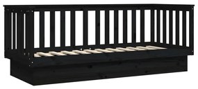 Sofá-cama 75x190 cm madeira de pinho maciça preto