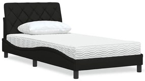 vidaXL Cama com colchão 100x200 cm tecido preto