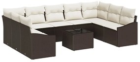 Conjunto de Jantar de Jardim com 10 Peças e Almofadas em Rattan Sintét