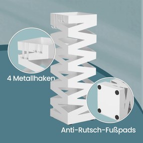 Suporte para guarda-chuvas quadrado 15,5 x 15,5 x 49 cm branco