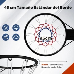 Aro de basquetebol de 45 cm de alta resistência para montagem na parede com mola dupla e rede Preto