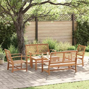 vidaXL Conjunto de Sofá de Jardim 5 pcs Natural Madeira de teca maciça