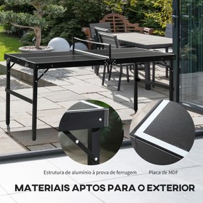 SPORTNOW Mesa de Ping Pong Dobrável de Tamanho Médio com Estrutura de Alumínio Mesa de Ping Pong Portátil para Interior e Exterior 152x76x72 cm Preto