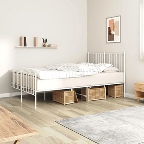 vidaXL Estrutura de cama com cabeceira e pés 120x190 cm metal branco