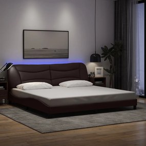 vidaXL Estrutura de cama com LED sem colchão 200x200 cm tecido