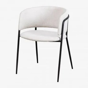 Pacote De 2 Cadeiras De Jantar Estofadas Nalon Negro & Tecido Branco Quebrado & Tecido - Sklum