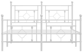 Estrutura de cama com cabeceira e pés 140x190 cm metal branco