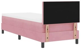 Cama Box Spring com Colchão e LED Rosa 80x200 cm Veludo
