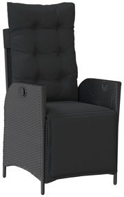 Conjunto de Jantar de Jardim de 7 Peças Preto Poli Rattan