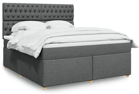 vidaXL Cama com molas/colchão 180x200 cm tecido cinzento-escuro