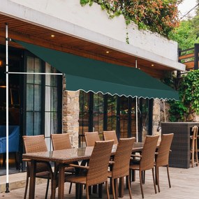 Toldo 400 cm telescópico e retrátil resistente aos raios UV impermeável com manivela altura regulável para janela varanda jardim Verde