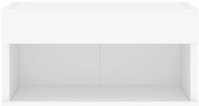 Móveis de parede p/ TV com luzes LED 2 pcs 40x30x40 cm branco