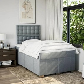 Cama boxspring com colchão 120x190 cm tecido cinzento-claro