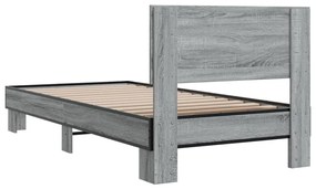 Estrutura de cama derivados de madeira e metal cinzento sonoma