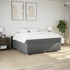 Cama com molas/colchão 200x200 cm tecido cinzento-escuro