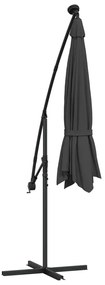 Guarda-sol cantilever c/ luzes LED e poste aço 300 cm antracite