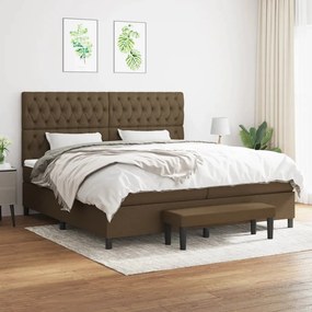 vidaXL Cama com molas/colchão 200x200 cm tecido castanho-escuro