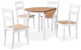 vidaXL Conjunto de jantar 5 pcs MDF e seringueira branco