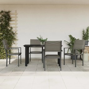 vidaXL 5 pcs conjunto de jantar para jardim aço e textilene preto