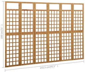 Biombo/treliça 6 painéis madeira de abeto maciça 242,5x180 cm