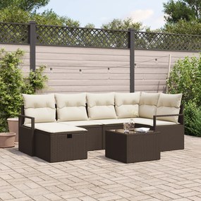 Conjunto de Sofá de Jardim vidaXL com Almofadas Castanho Rattan Sintét