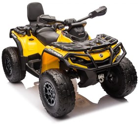 Moto 4 elétrica para crianças 12V Can Am Outlander 4×4 200W rodas Espuma EVA, assento couro Carga até 50Kg Amarela