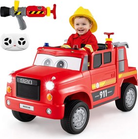 Camião de Bombeiros elétrico para Crianças com Bateria de 12V com Pulverizador de Água Controle Remoto Música Alarme Luzes Vermelho