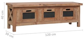 Móvel de TV com 3 gavetas 120x30x40 cm madeira de mogno maciça