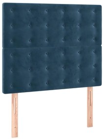 Cama com molas/colchão 100x200 cm veludo azul-escuro