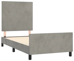 Estrutura de cama c/ cabeceira 80x200 cm veludo cinzento-claro