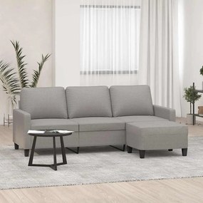 vidaXL Sofá de 3 lugares com apoio de pés 180 cm tecido cinzento-claro