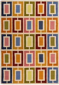 Tapete de lã tufado à mão com relevo Retro Blocks