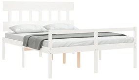 Estrutura de cama King Size com cabeceira madeira maciça branco