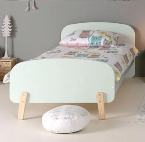 Cama infantil KIDDY (90x200)+ estrado feita de MDF com pés em pinho maciço Verde Menta