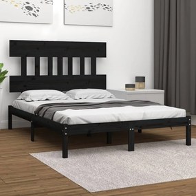 Estrutura de cama super king 180x200 cm madeira maciça preto