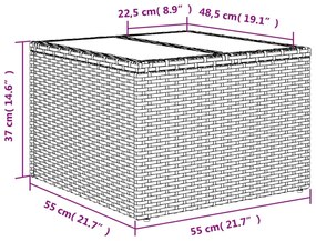 9 pcs conjunto de sofás p/ jardim com almofadões vime PE bege