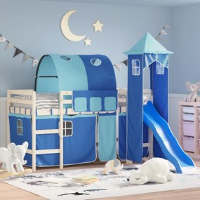 Cortinas para cama elevada com túnel e torre azul