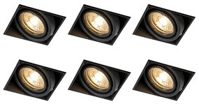 Conjunto de 6 focos embutidos pretos GU10 inclináveis trimless - Oneon Moderno