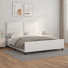 3125519 vidaXL Estrutura cama c/ cabeceira 160x200 cm couro artificial branco