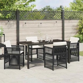 Conjunto de Jantar de Jardim com 5 Peças e Almofadas de Polirattan Pre